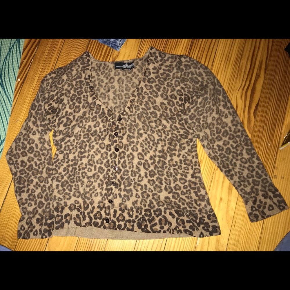 Merina Wool cheetah print cardigan